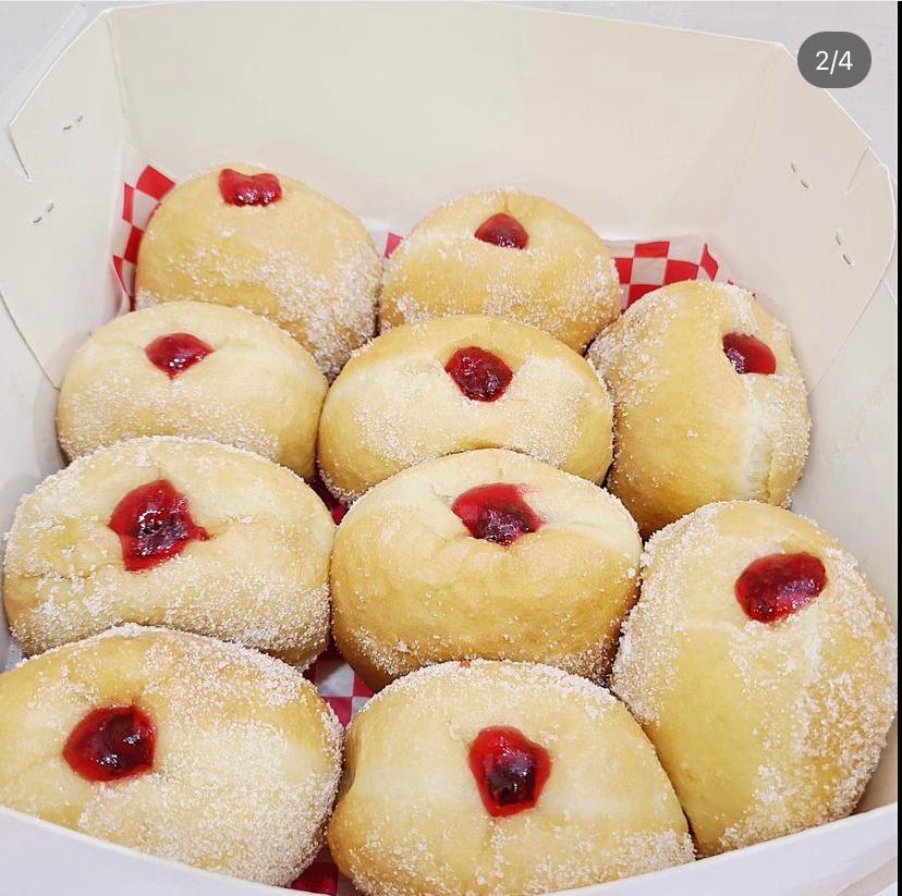 Jam doughnuts in a box
