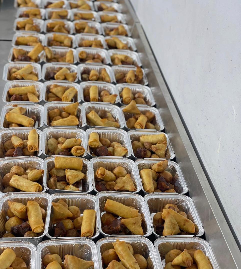 Bulk small chops trays packed in foil containers